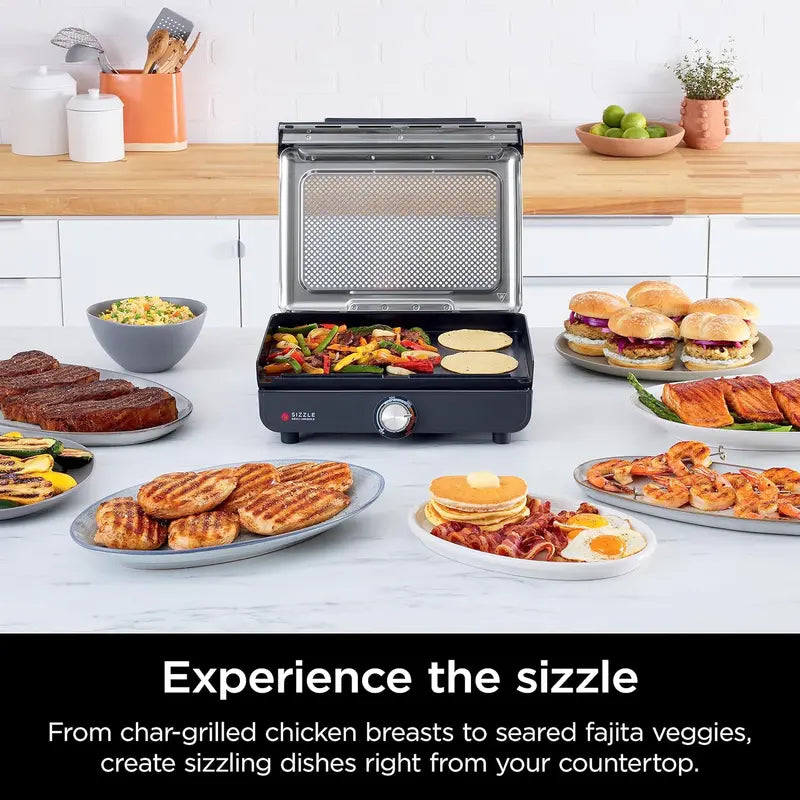 14-Inch Electric Indoor Grill &amp; Griddle ¡ª Dual-Function Cooking for Steaks. Burgers. Veggies. Pancakes. and More