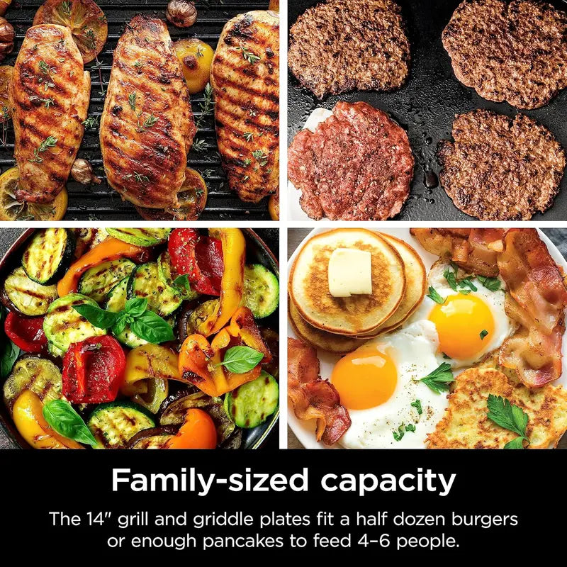 14-Inch Electric Indoor Grill &amp; Griddle ¡ª Dual-Function Cooking for Steaks. Burgers. Veggies. Pancakes. and More