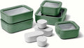 14-Piece Caraway Glass &amp; Ceramic Coated Food Storage Set. Non-Toxic. Easy to Store. with Organizer &amp; Inserts. Sage Dot Dash