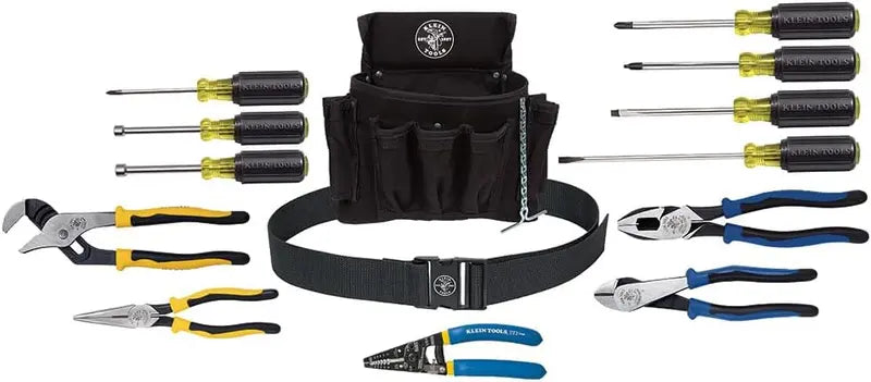 14-Piece Professional Tool Kit with Pouch and Belt ¨C Designed for Linemen. Journeyman Electricians. and Homeowners