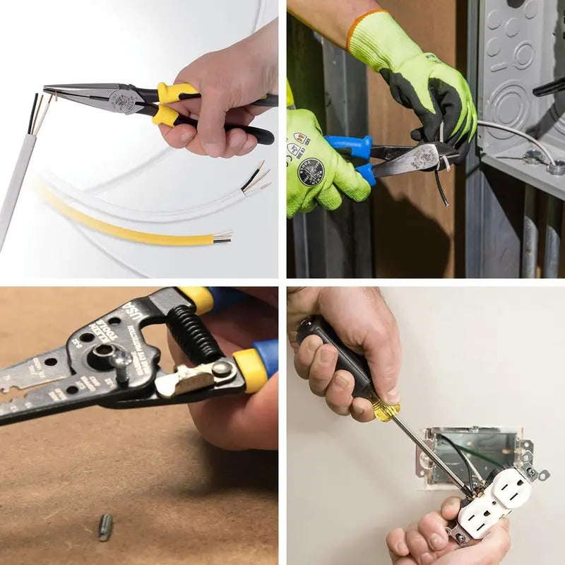 14-Piece Professional Tool Kit with Pouch and Belt ¨C Designed for Linemen. Journeyman Electricians. and Homeowners