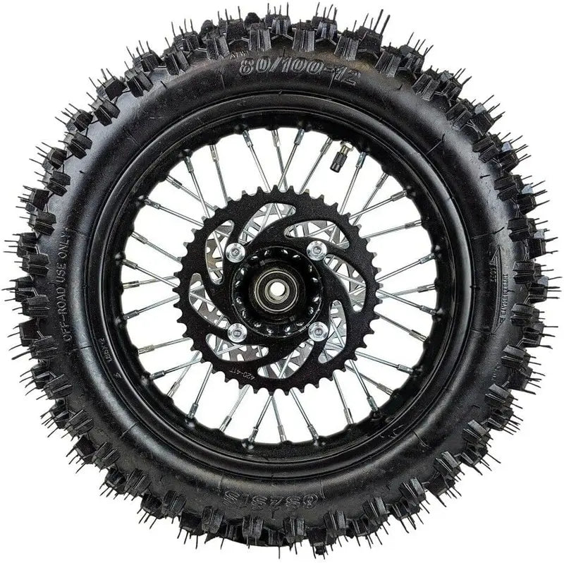 14″ Rear Wheel Assembly for 125cc-160cc Dirt Bikes - 90/100-14 Tire. Brake Rotor &amp; Sprocket