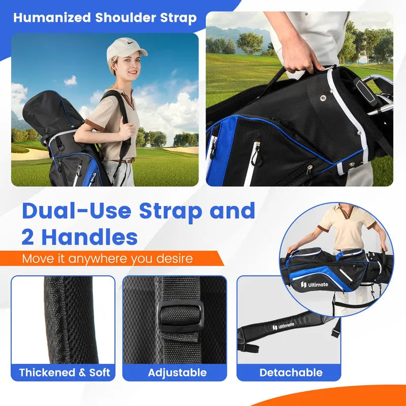 14-Way Divided Golf Cart Bag. Lightweight All-Terrain Carry Bag for Men and Women