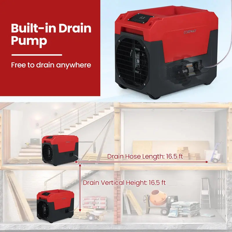140-Pint Portable Industrial Dehumidifier ¨C Pump-Enabled Unit for High-Moisture Basements