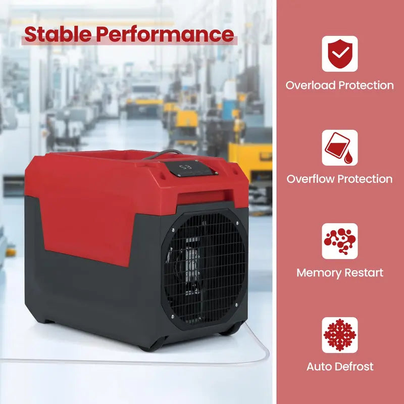 140-Pint Portable Industrial Dehumidifier ¨C Pump-Enabled Unit for High-Moisture Basements