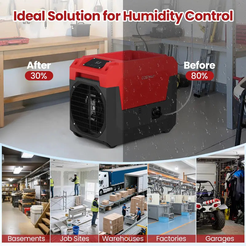140-Pint Portable Industrial Dehumidifier ¨C Pump-Enabled Unit for High-Moisture Basements