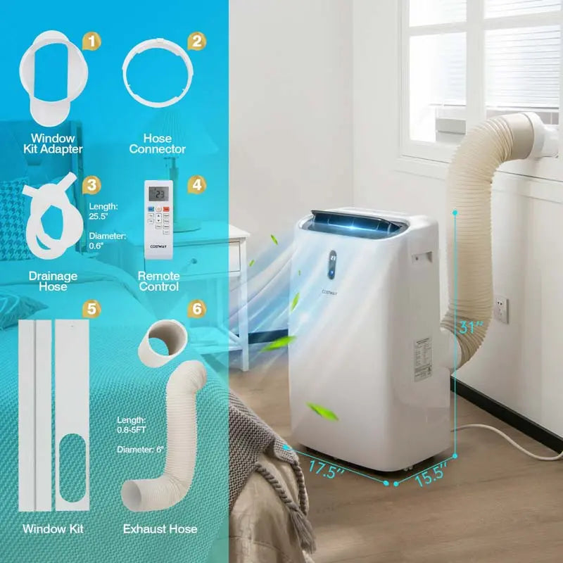 14000 BTU 4-in-1 Portable Air Conditioner with Heating &amp; WiFi ¨C Alexa-Compatible. Covers Up to 700 Sq. Ft.