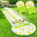 15.7*4.5ft Slip and Slide. Double Deluxe Lemon Lawn Water Slides Backyard Water Toys with 2 Boogie Boards. Waterslide with Splash Sprinkler - Outdoor Summer Toy for Kids Adults