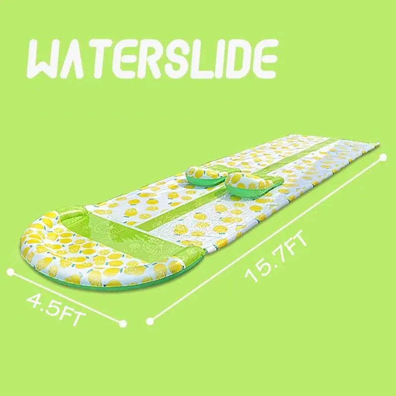 15.7*4.5ft Slip and Slide. Double Deluxe Lemon Lawn Water Slides Backyard Water Toys with 2 Boogie Boards. Waterslide with Splash Sprinkler - Outdoor Summer Toy for Kids Adults