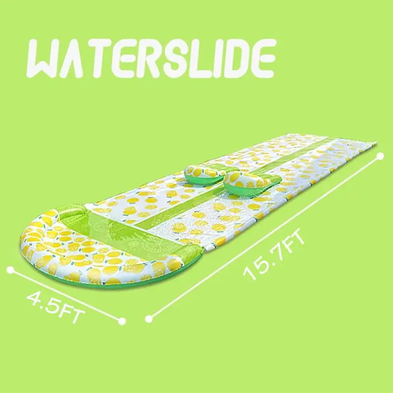 15.7*4.5ft Slip and Slide. Double Deluxe Lemon Lawn Water Slides Backyard Water Toys with 2 Boogie Boards. Waterslide with Splash Sprinkler - Outdoor Summer Toy for Kids Adults