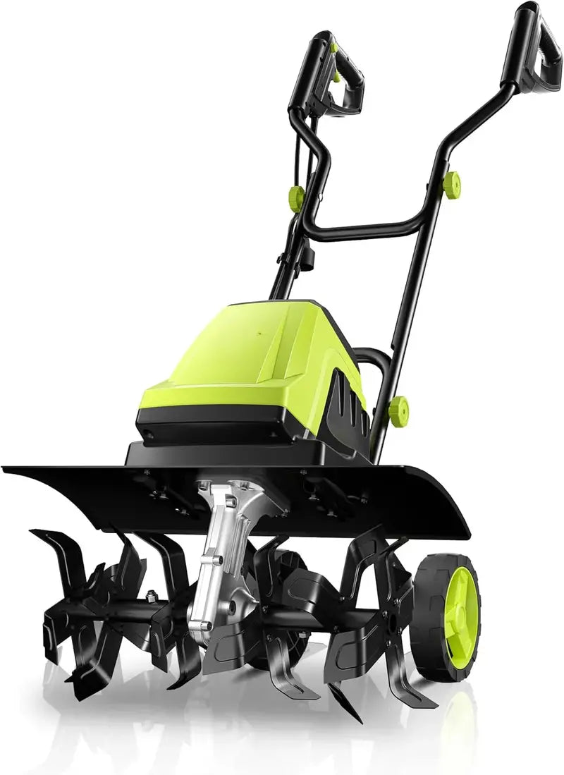15-Amp Corded Electric Tiller ¨C 18″ Width. 9″ Depth Cultivator with 24 Steel Tines. Foldable Handle &amp; Adjustable Wheels