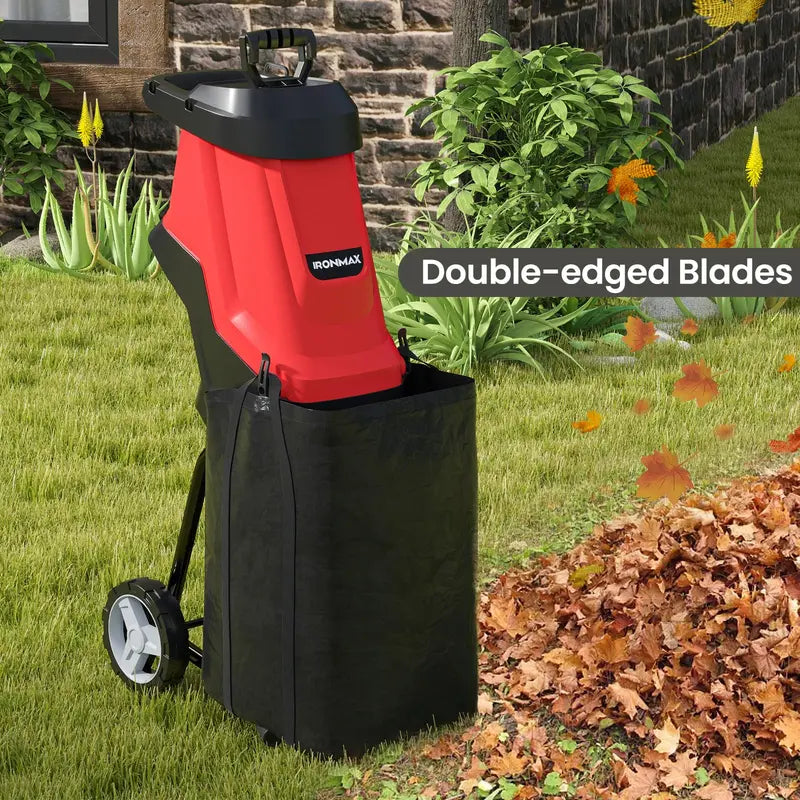 15-Amp Electric Wood Chipper &amp; Leaf Shredder ¨C Wheeled Mulcher with Safety Lock
