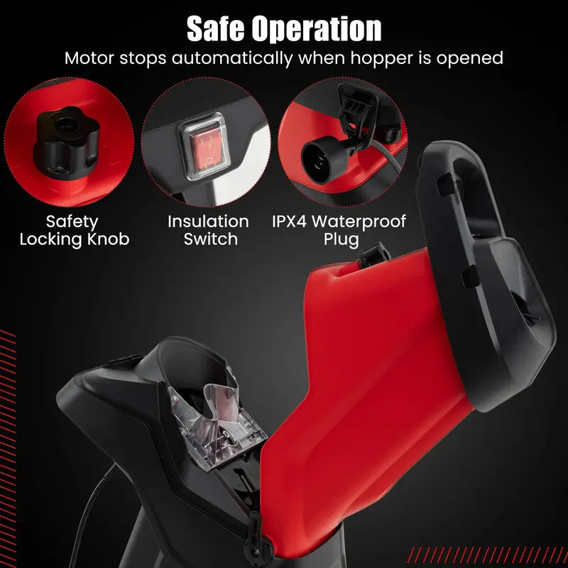 15-Amp Electric Wood Chipper &amp; Leaf Shredder ¨C Wheeled Mulcher with Safety Lock