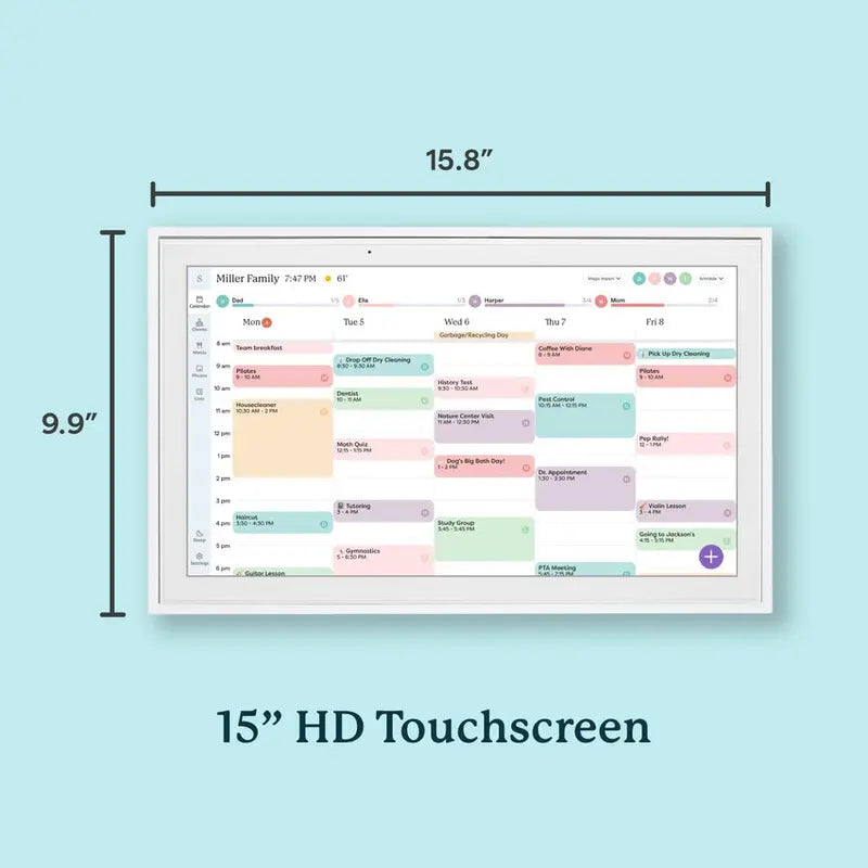 15-Inch Digital Wall Planner &amp; Family Chore Board ¨C Interactive 2025 Calendar Display with Touch Interface