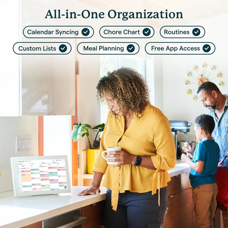 15-Inch Digital Wall Planner &amp; Family Chore Board ¨C Interactive 2025 Calendar Display with Touch Interface