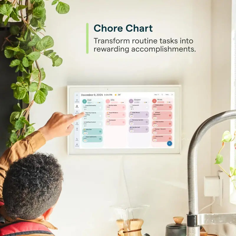 15-Inch Digital Wall Planner &amp; Family Chore Board ¨C Interactive 2025 Calendar Display with Touch Interface