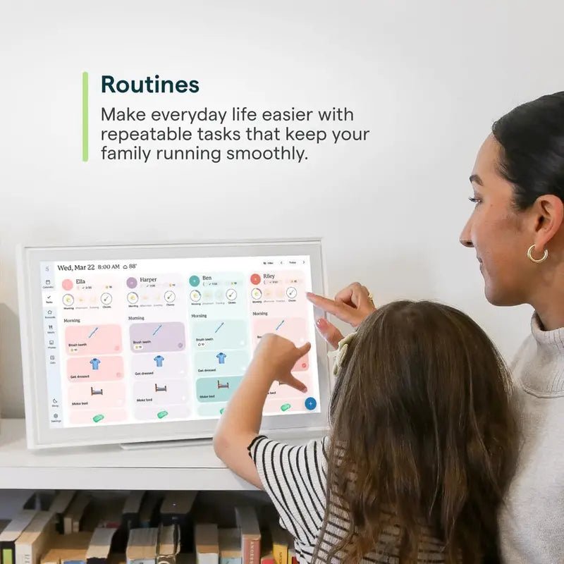 15-Inch Digital Wall Planner &amp; Family Chore Board ¨C Interactive 2025 Calendar Display with Touch Interface