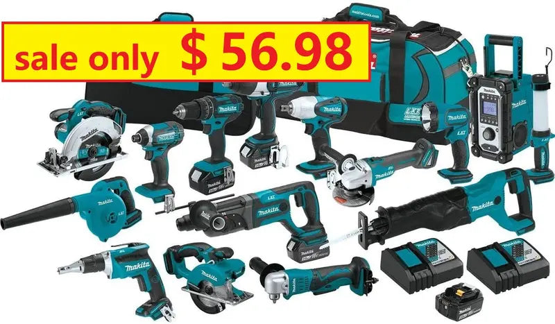 15-Piece Cordless Power Tool Combo Kit ¨C Includes Charger and Multiple Battery Options