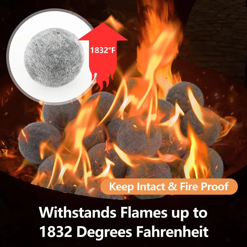 15-Piece Set of Ceramic Fiber Fire Balls ¨C Heat-Resistant Decorative Fireplace Elements