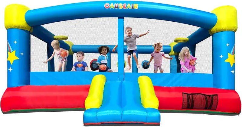 15′ x 14.8′ Inflatable Bounce House ¨C Dual Basketball Hoops. Reinforced PVC. Holds Up to 6 Kids