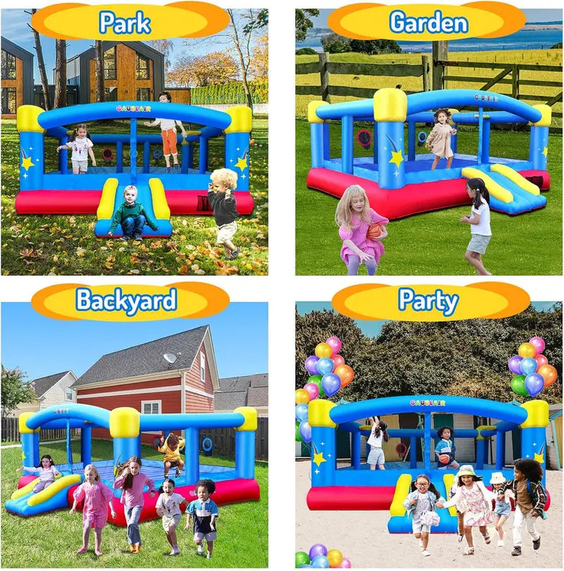 15′ x 14.8′ Inflatable Bounce House ¨C Dual Basketball Hoops. Reinforced PVC. Holds Up to 6 Kids