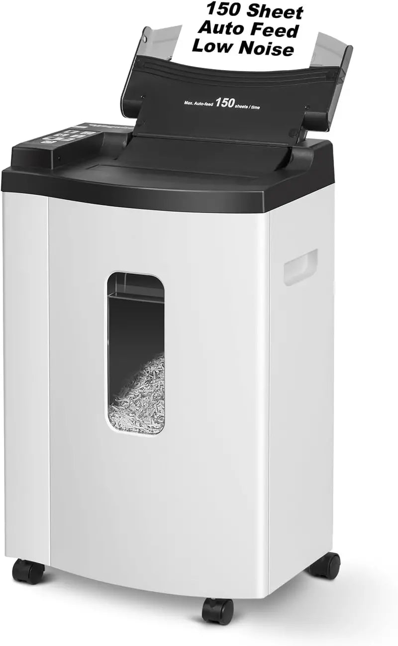 150-Sheet Micro-Cut Paper Shredder ¨C P-5 Security Level. 6-Gallon Bin. 20-Min Continuous Run &amp; Ultra-Quiet 55dB Operation
