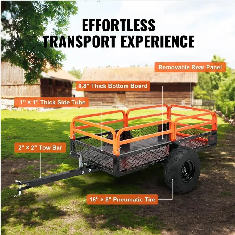 1500 LB Capacity ATV Dump Trailer ¨C Towable Garden Tractor Cart with Removable Sides (Model 127355)