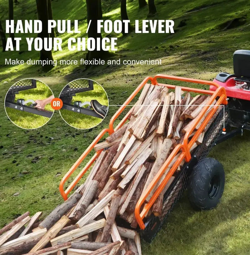 1500 LB Capacity ATV Dump Trailer ¨C Towable Garden Tractor Cart with Removable Sides (Model 127355)