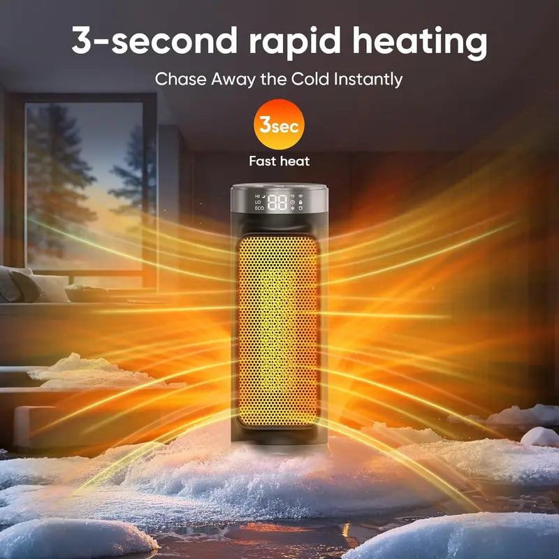1500W Smart PTC Space Heater ¨C WiFi/App + Remote Control. Overheat &amp; Tip-Over Safety