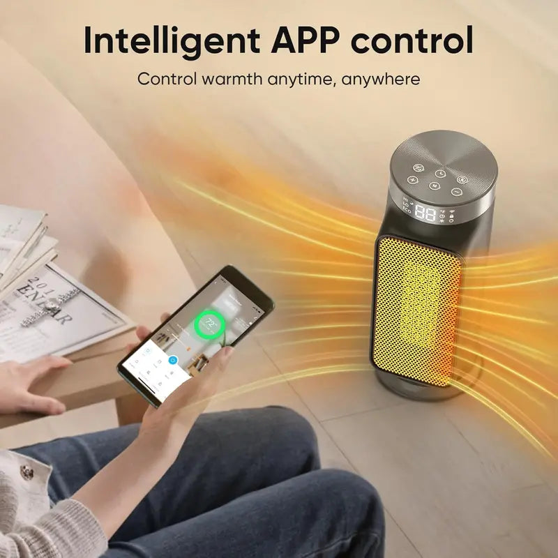 1500W Smart PTC Space Heater ¨C WiFi/App + Remote Control. Overheat &amp; Tip-Over Safety