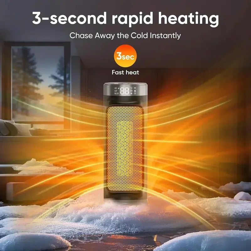 1500W Smart PTC Space Heater: WiFi-Enabled Indoor Heater with Remote. Thermostat &amp; Safety Shutoff