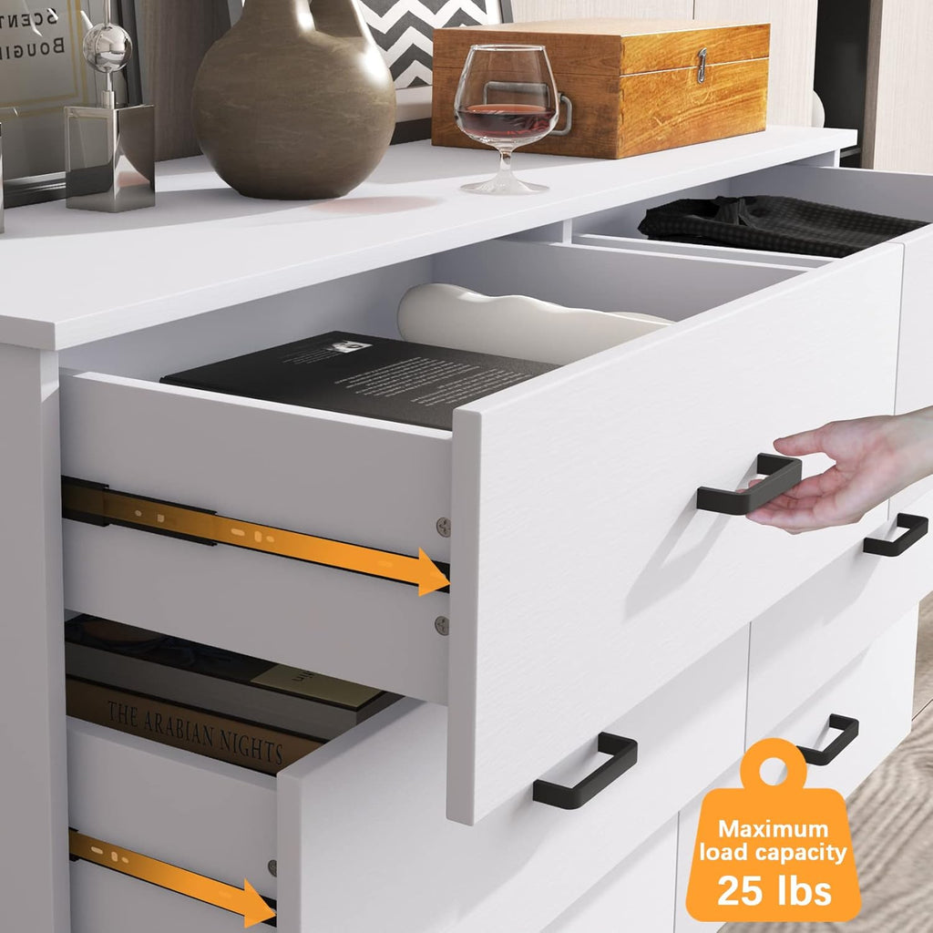 Bigbiglife Wood Dresser for Bedroom. 6 Drawer Double Dresser. Modern Chest of Drawers with Deep Drawers. Large Storage Organizer for Living Room. Closet