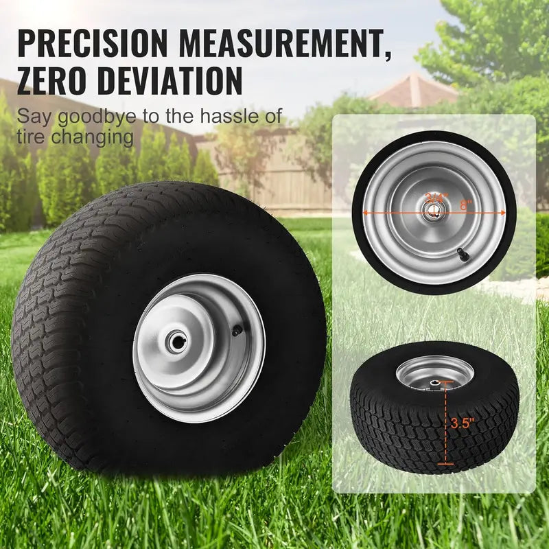 15¡Á6-6¡å Lawn Tractor Tires ¨C 2-Pack Turf Pneumatic Tire & Wheel Assemblies with Hub Adapters for Riding Mowers
