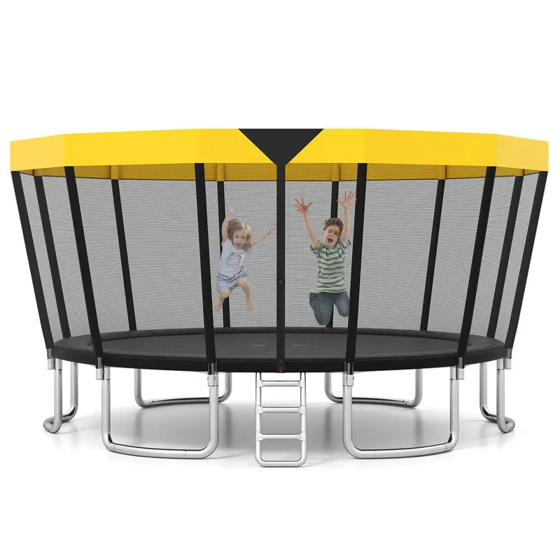 16-Foot ASTM-Certified Recreational Trampoline with Enclosure Net. Anti-Rust Frame. and Safety Ladder