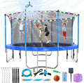 16-Foot Upgraded Trampoline with Enclosure Net and Adjustable Basketball Hoop
