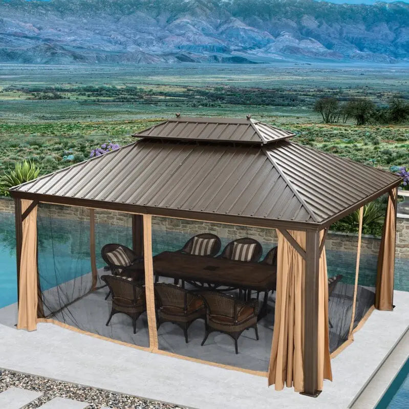 16 ft W ¡Á 12 ft D Aluminum Patio Gazebo with Rust-Resistant Frame