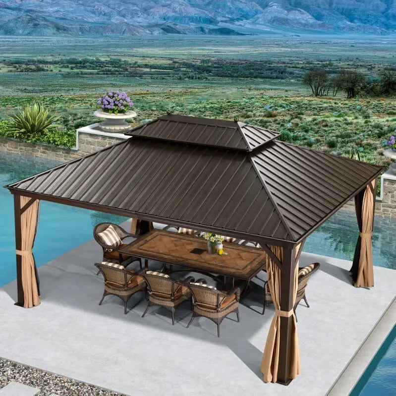 16 ft W ¡Á 12 ft D Aluminum Patio Gazebo with Rust-Resistant Frame