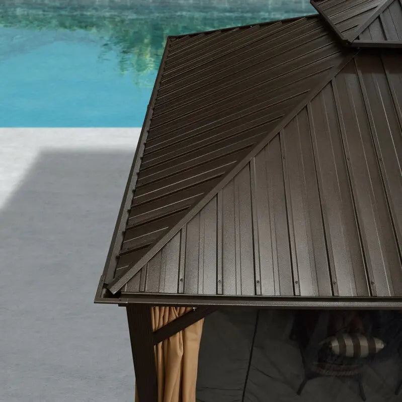 16 ft W ¡Á 12 ft D Aluminum Patio Gazebo with Rust-Resistant Frame
