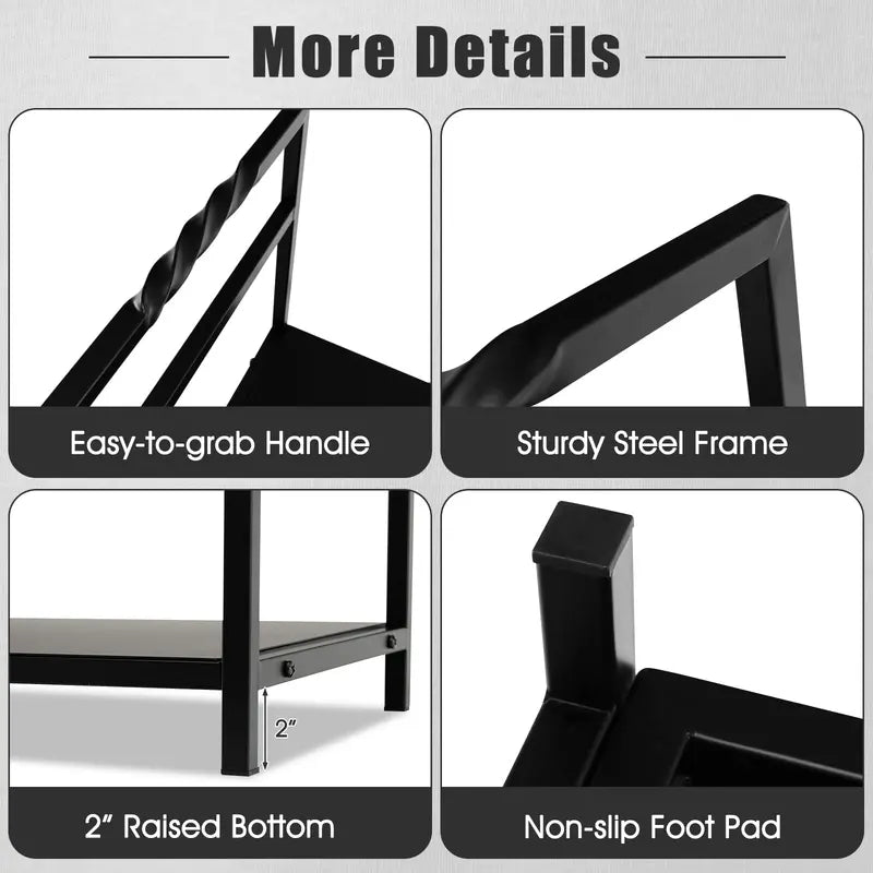 16-Inch Decorative Firewood Holder ¨C Indoor/Outdoor Log Rack with Ergonomic Handle &amp; Raised Base