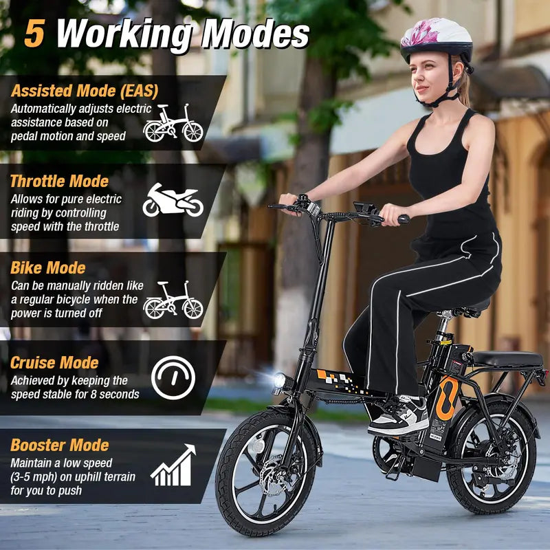 16-Inch Folding Electric Bike ¨C 650W Brushless Motor. Removable 42V 10.4Ah Battery