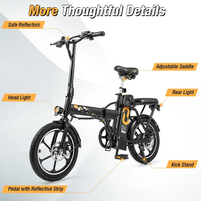 16-Inch Folding Electric Bike ¨C 650W Brushless Motor. Removable 42V 10.4Ah Battery