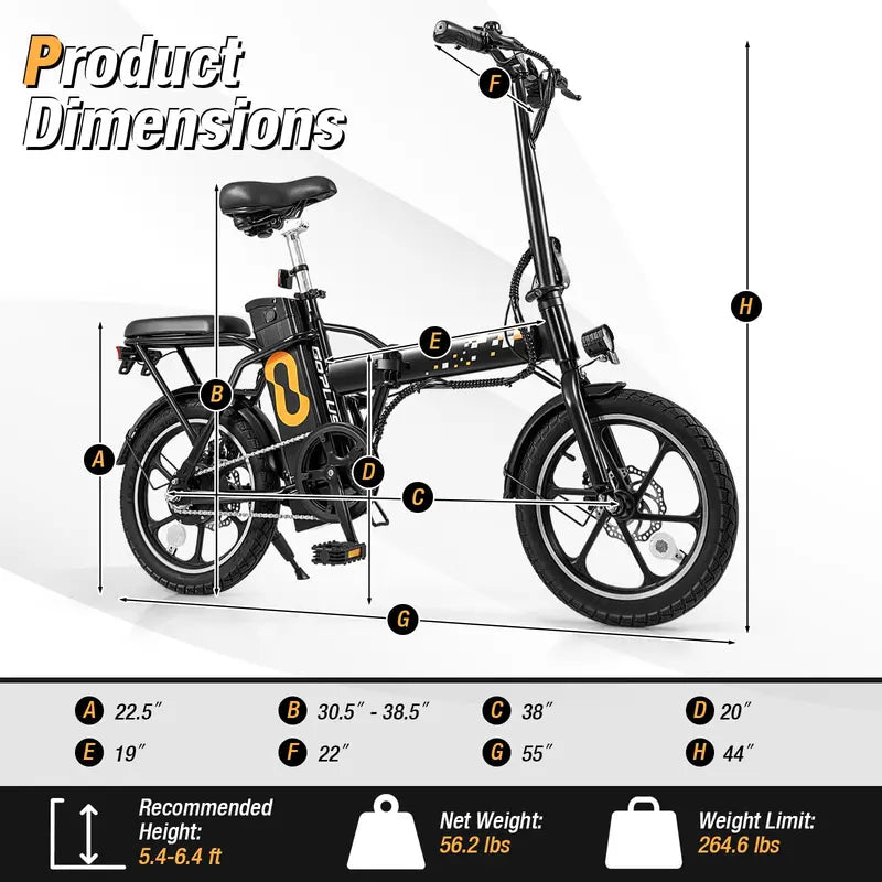 16-Inch Folding Electric Bike ¨C 650W Brushless Motor. Removable 42V 10.4Ah Battery