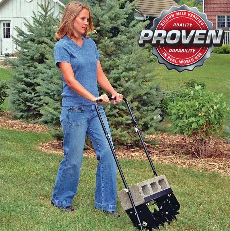 16-Inch Manual Lawn Spike Aerator ¨C Ergonomic Push-Style Core Aerator with Comfort Grip Handle for Soil Aeration