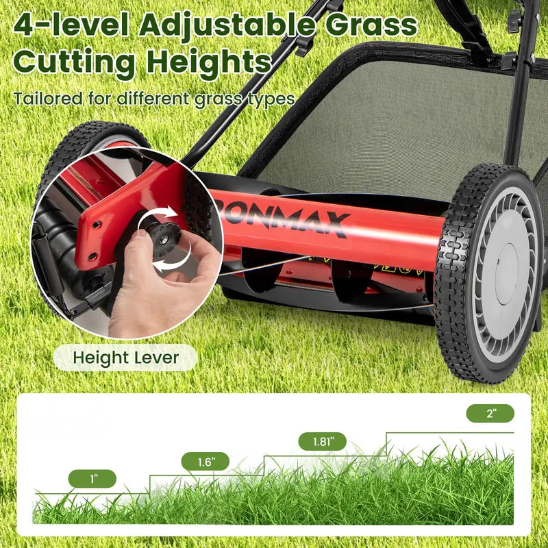 16-Inch Manual Push Reel Lawn Mower ¨C Eco-Friendly Yard Cutting Tool