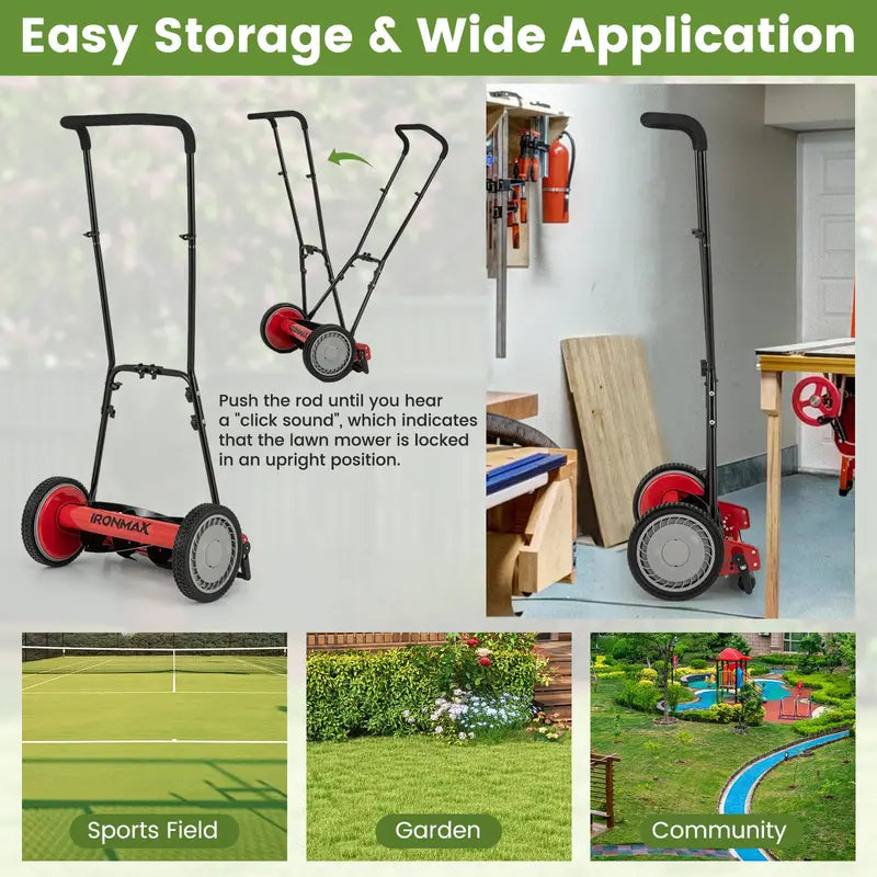 16-Inch Manual Push Reel Lawn Mower ¨C Eco-Friendly Yard Cutting Tool