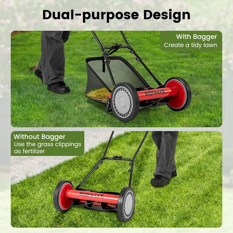 16-Inch Manual Push Reel Lawn Mower ¨C Eco-Friendly Yard Cutting Tool