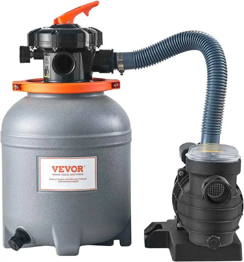 16-Inch Sand Filter Pump System ¨C 1 HP. 3500 L/min Pool Filtration Kit with 6-Way Valve