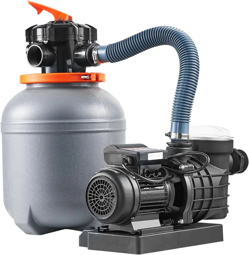 16-Inch Sand Filter Pump System ¨C 1 HP. 3500 L/min Pool Filtration Kit with 6-Way Valve