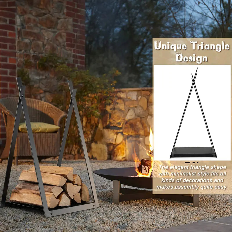 16-Inch Triangle Firewood Rack ¨C Compact Outdoor Log Holder with Elevated Base