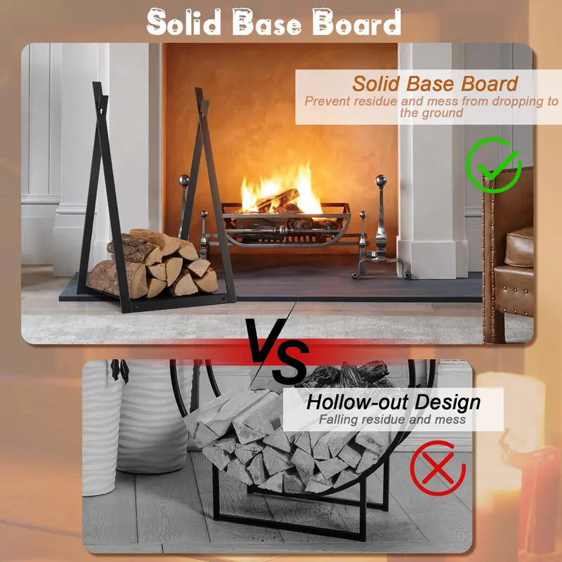 16-Inch Triangle Firewood Rack ¨C Compact Outdoor Log Holder with Elevated Base